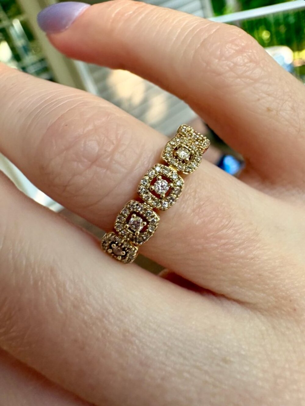 10k Yellow Gold and Mined Diamond Link Ring